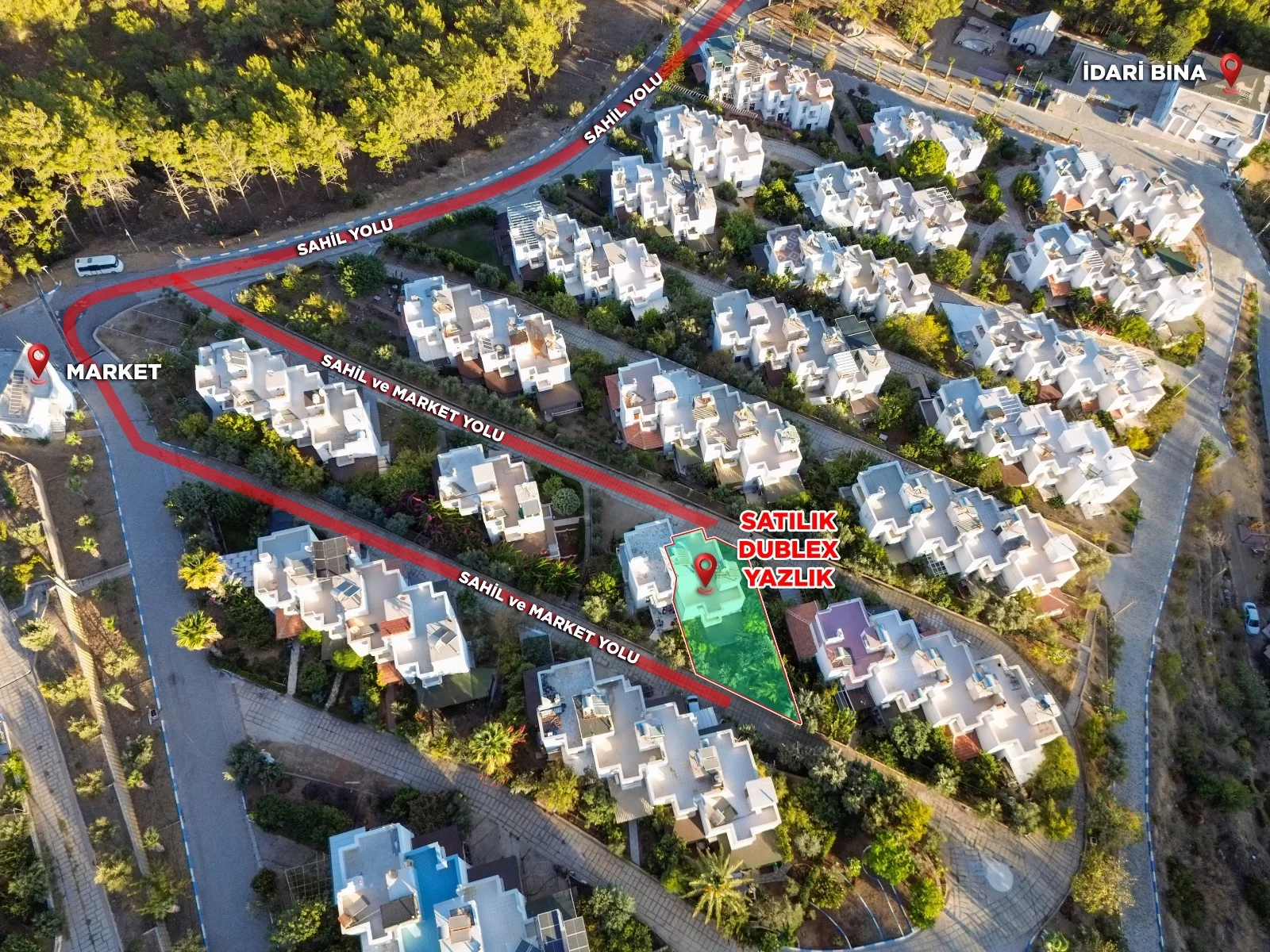 MAVİ KENT'te DOĞAYLA İÇ İÇE DENİZ MANZARALI SATILIK YAZLIK