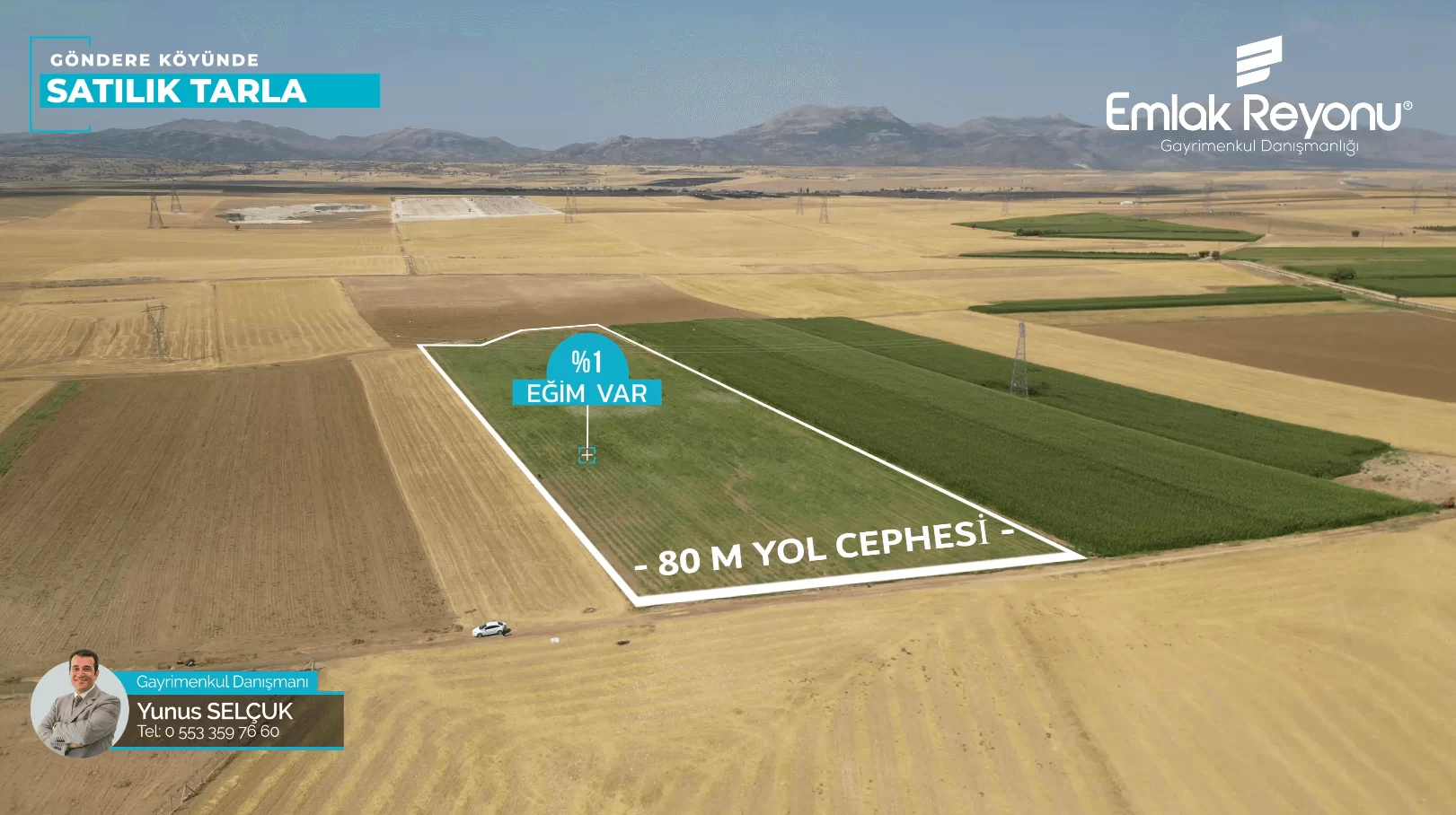 GÖNDERE' de 9 DÖNÜM SATILIK TARLA