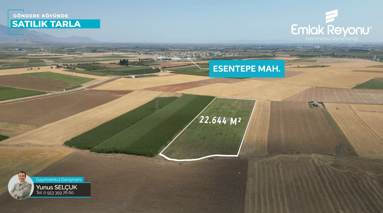 GÖNDERE' de 9 DÖNÜM SATILIK TARLA
